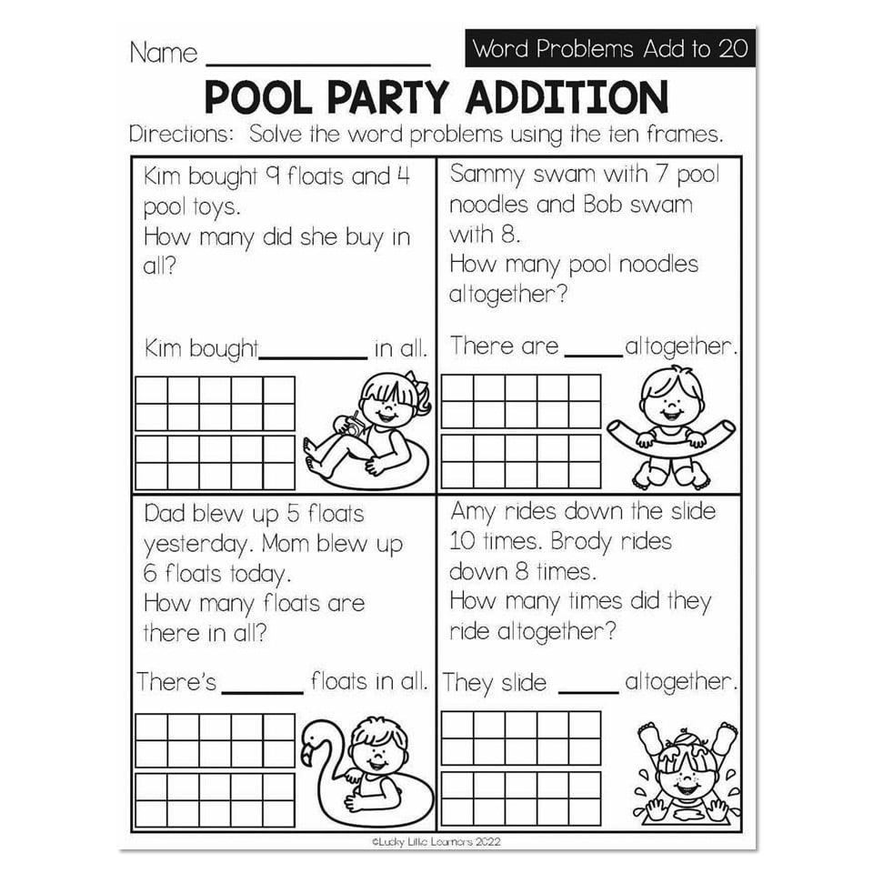 Summer - Early Finishers 1st Grade - Math - Word Problems Add to ...