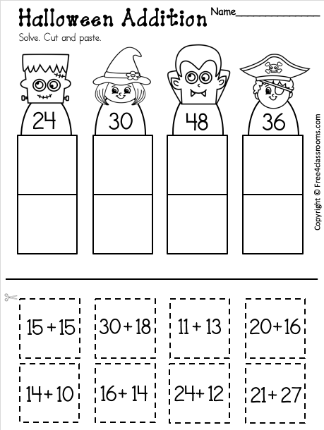 Free 1st Grade Addition For Halloween - Free Worksheets ...
