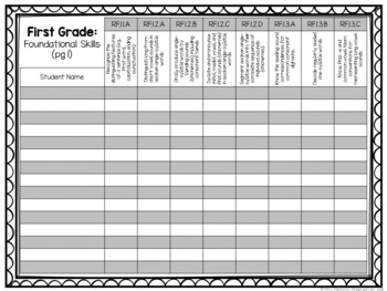 first grade assessment checklist