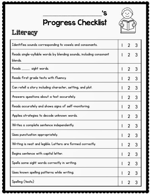 First Grade Skill Checklists Diana Nellers Writers Worksheets Library