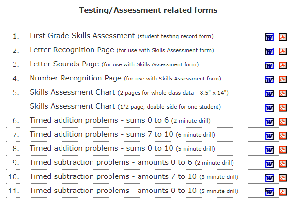 first grade assessment questions