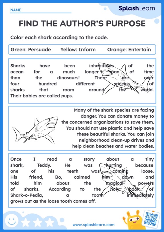Authors Purpose Worksheets for Kids Online
