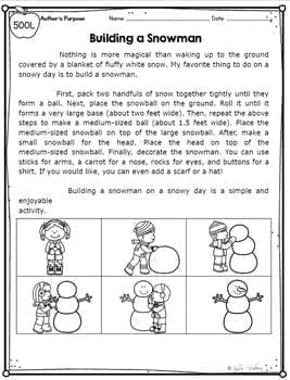 first grade author s purpose worksheet