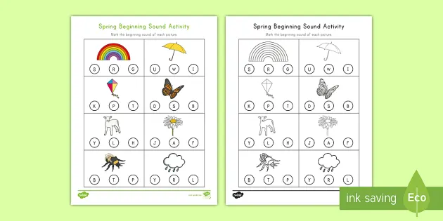 Preschool Beginning Sounds Worksheet | Match Up Activity