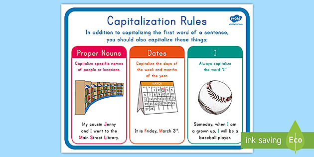 First Grade Capitalization Rules Poster (teacher made)