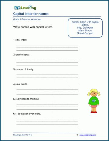 first grade capitalization and punctuation