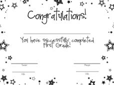 Completion of First Grade Fit-In-A-Frame Award (Award Certificates ...