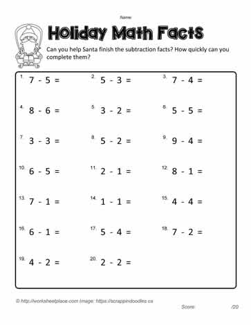 first grade christmas math worksheet