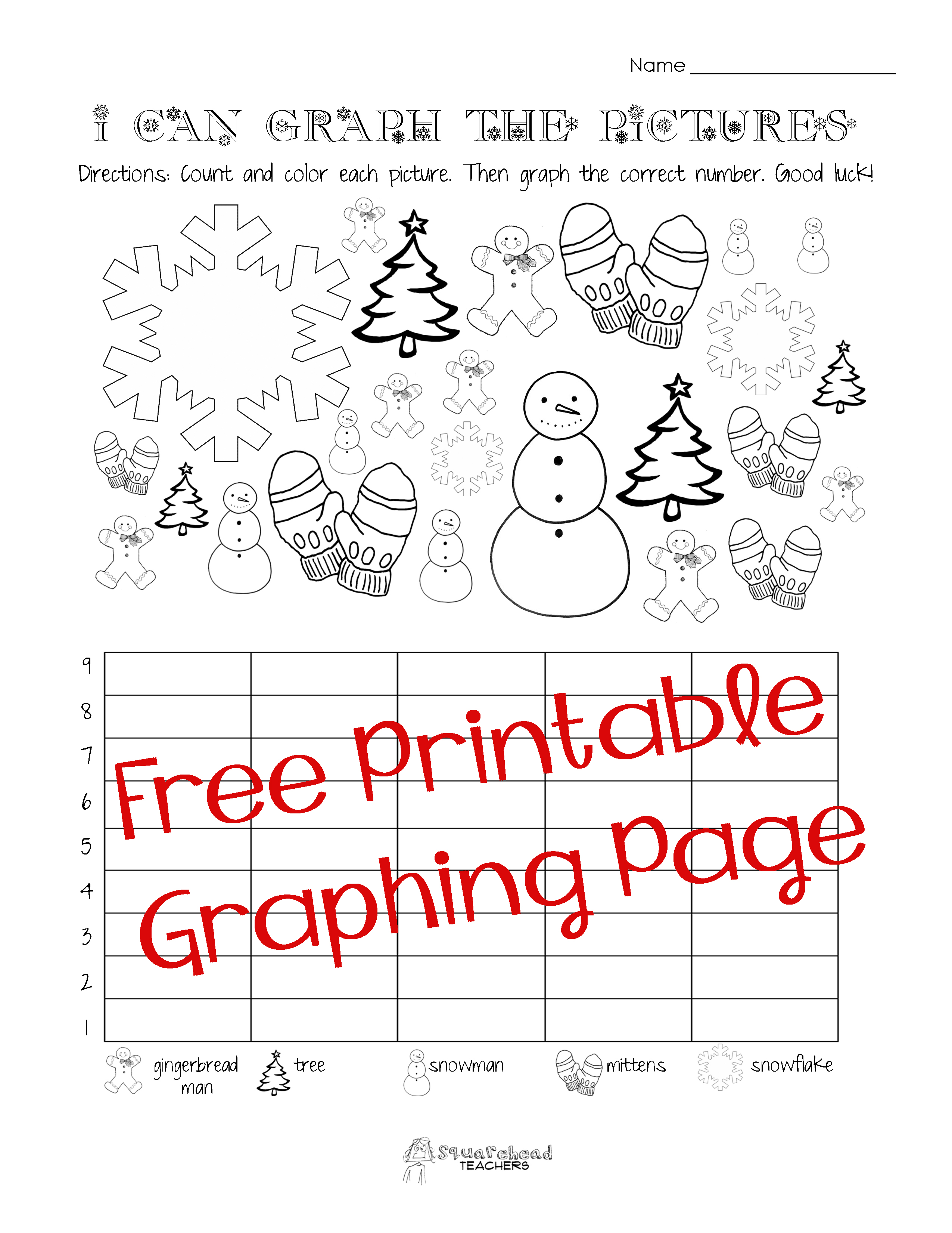 Free Christmas/Winter Graphing Worksheet (Kindergarten, First ...