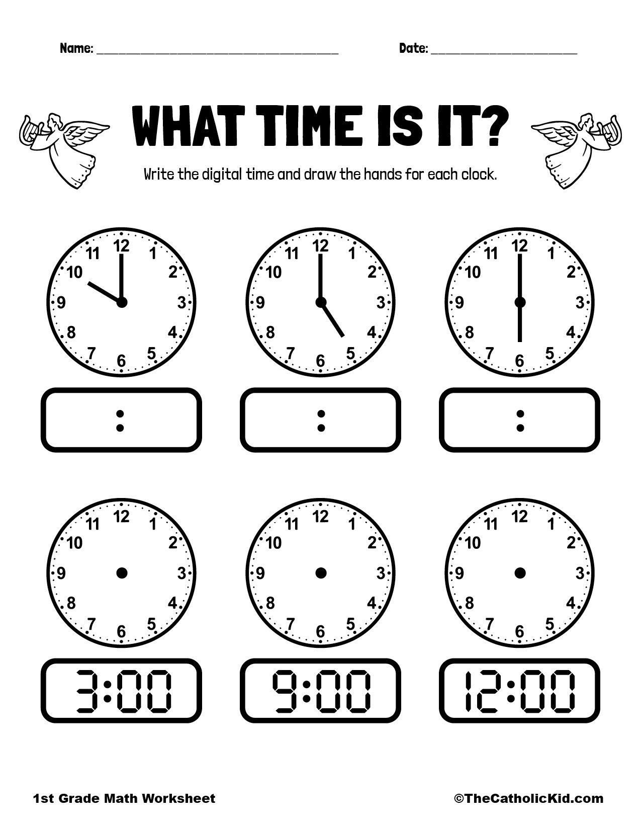 What time is it? Worksheet - TheCatholicKid.com