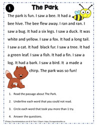 1st Grade Reading Comprehension Worksheets