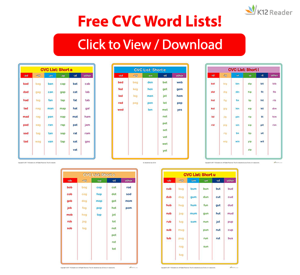 CVC Word List | Free, Printable CVC Word Lists