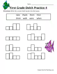 First Grade Sight Words T to W Worksheet by Teach Simple