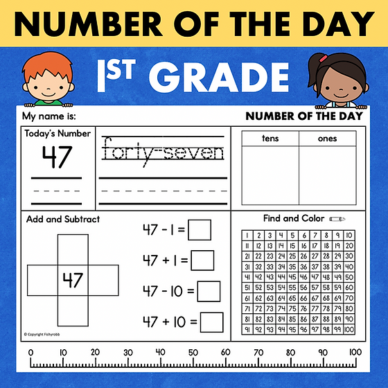 1st Grade Number of the Day Worksheets 2-Digit Numbers Tens and ...