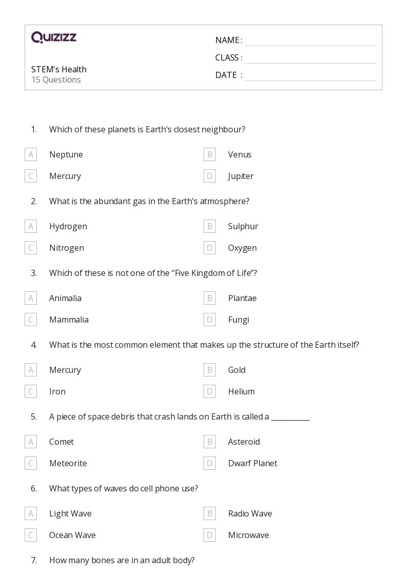 50+ Health Science worksheets for 1st Grade on Quizizz | Free ...