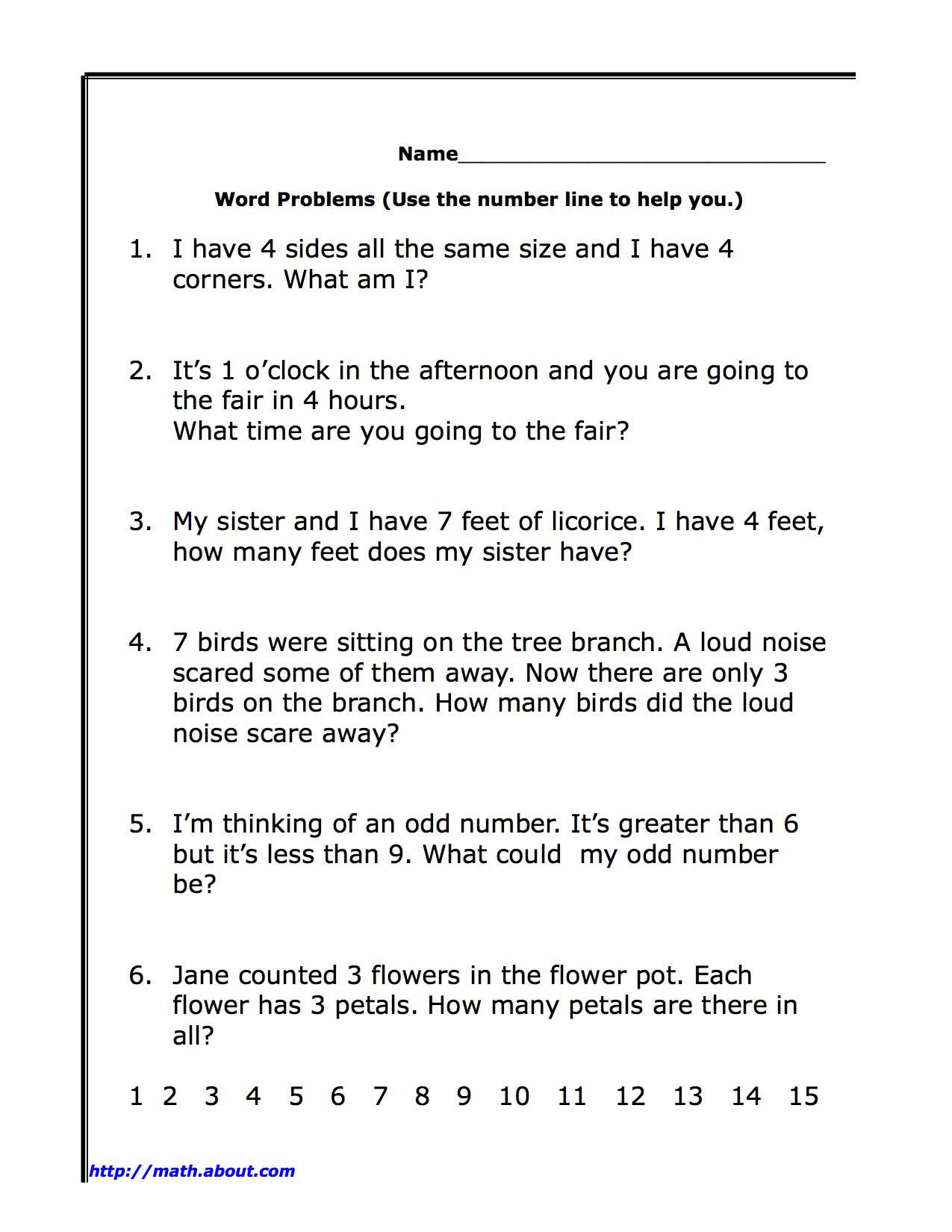 First Grade Math: Word Problems