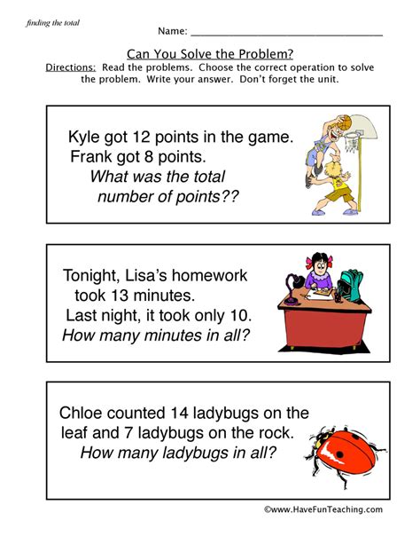 Simple Word Problems Worksheets