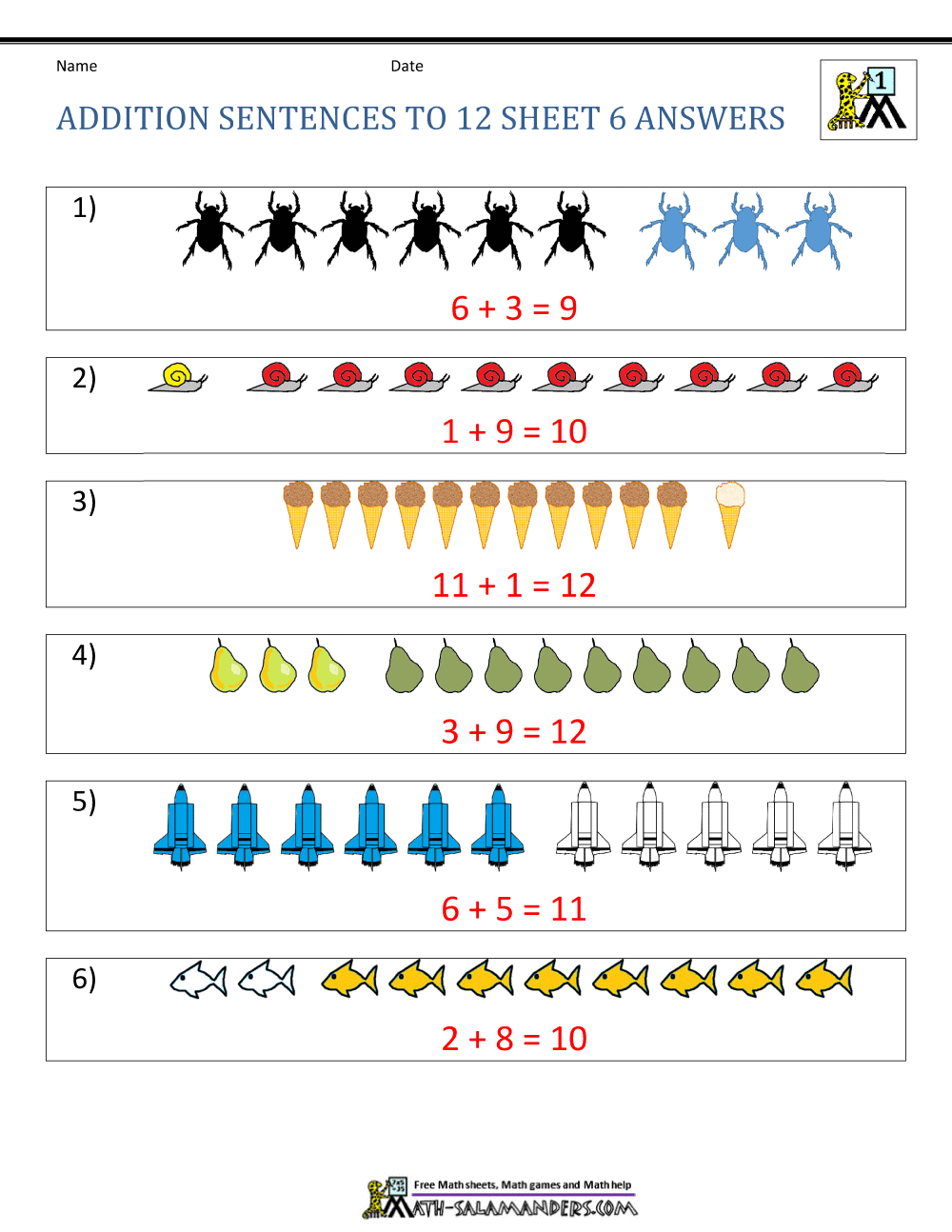 First Grade Addition Worksheets