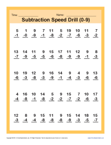 first grade math worksheet subtraction