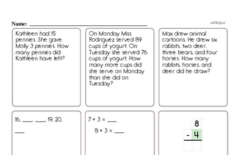 First Grade Word Problem Worksheets | edHelper.com