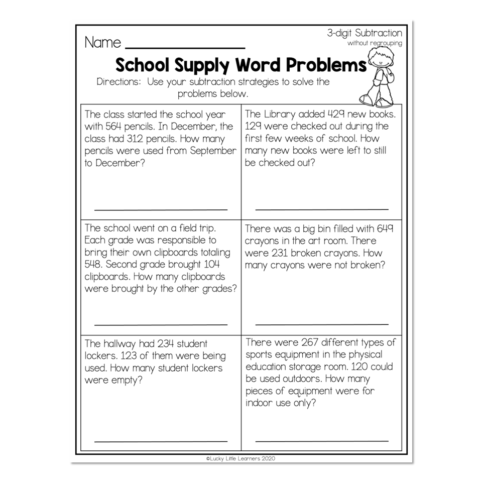 2nd Grade Math Worksheets - 3-Digit Subtraction Without Regrouping ...