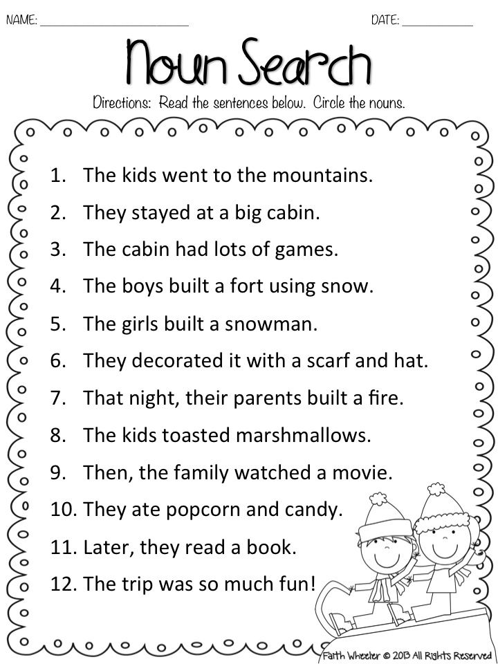 first grade noun worksheet
