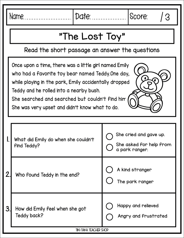 Reading Comprehension Passages - First Grade | Made By Teachers