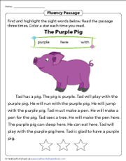 Fluency Passages Worksheets