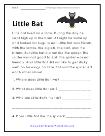 1st Grade Reading Comprehension Worksheets