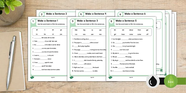 First Grade Make a Sentence Writing Activity Pack - Twinkl