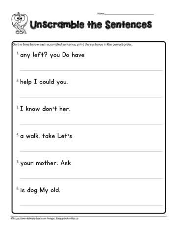 Scrambled Sentences Google Quiz gr 1 Worksheets