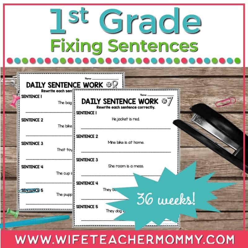 ✨Best EVER✨1st Grade Fix the Sentences Worksheets