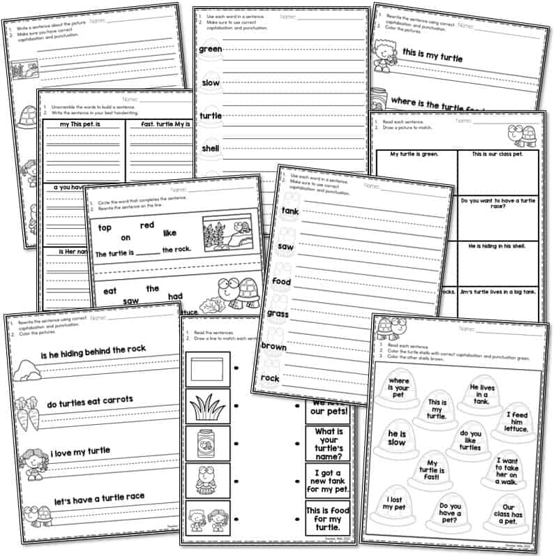 Sentence Writing Worksheets for Kindergarten and First Grade - Mrs ...
