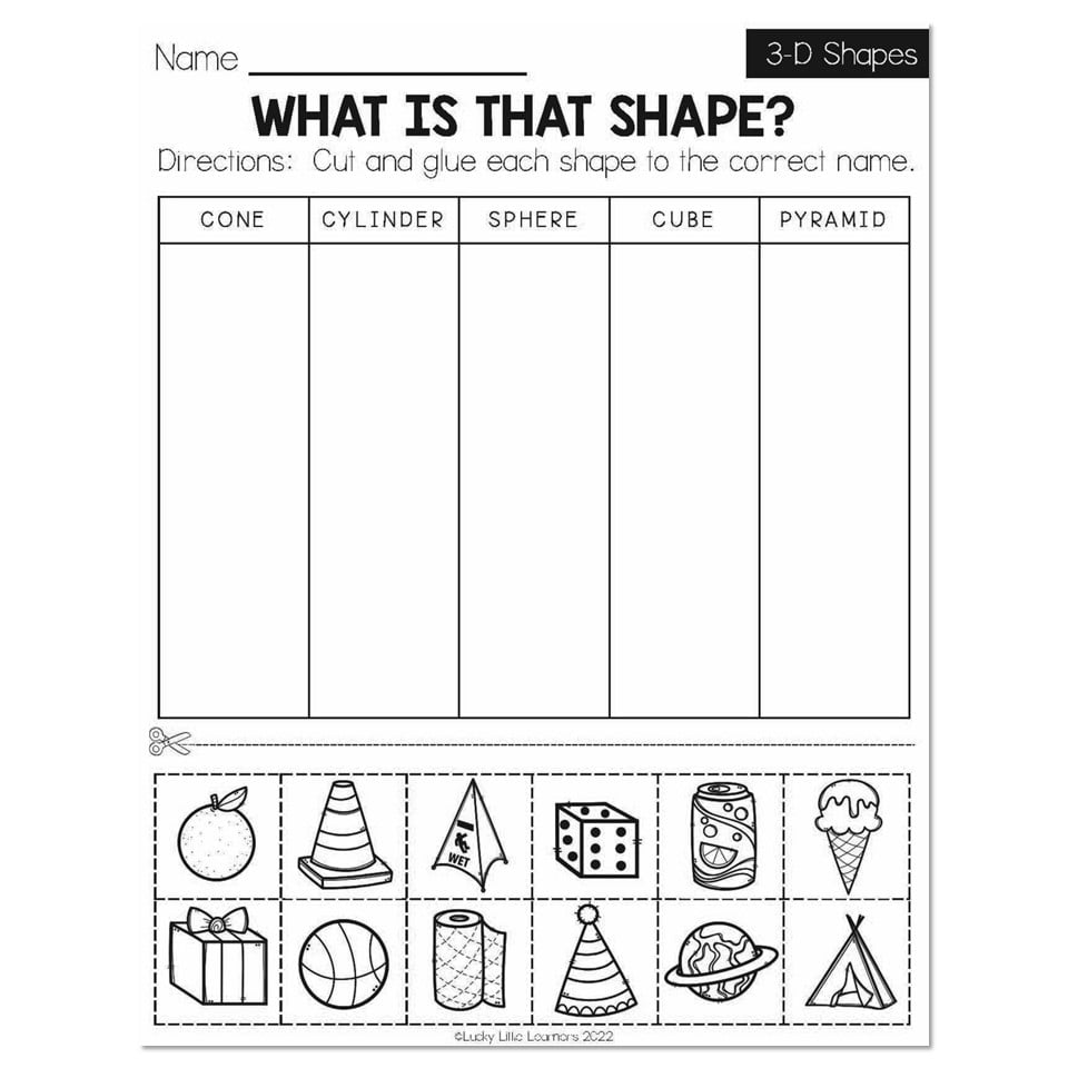 Spring - Early Finishers 1st Grade - Math - 3D Shapes - What Is ...