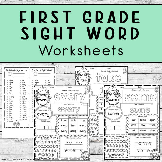 First Grade Sight Word Worksheets - Simple Living. Creative Learning