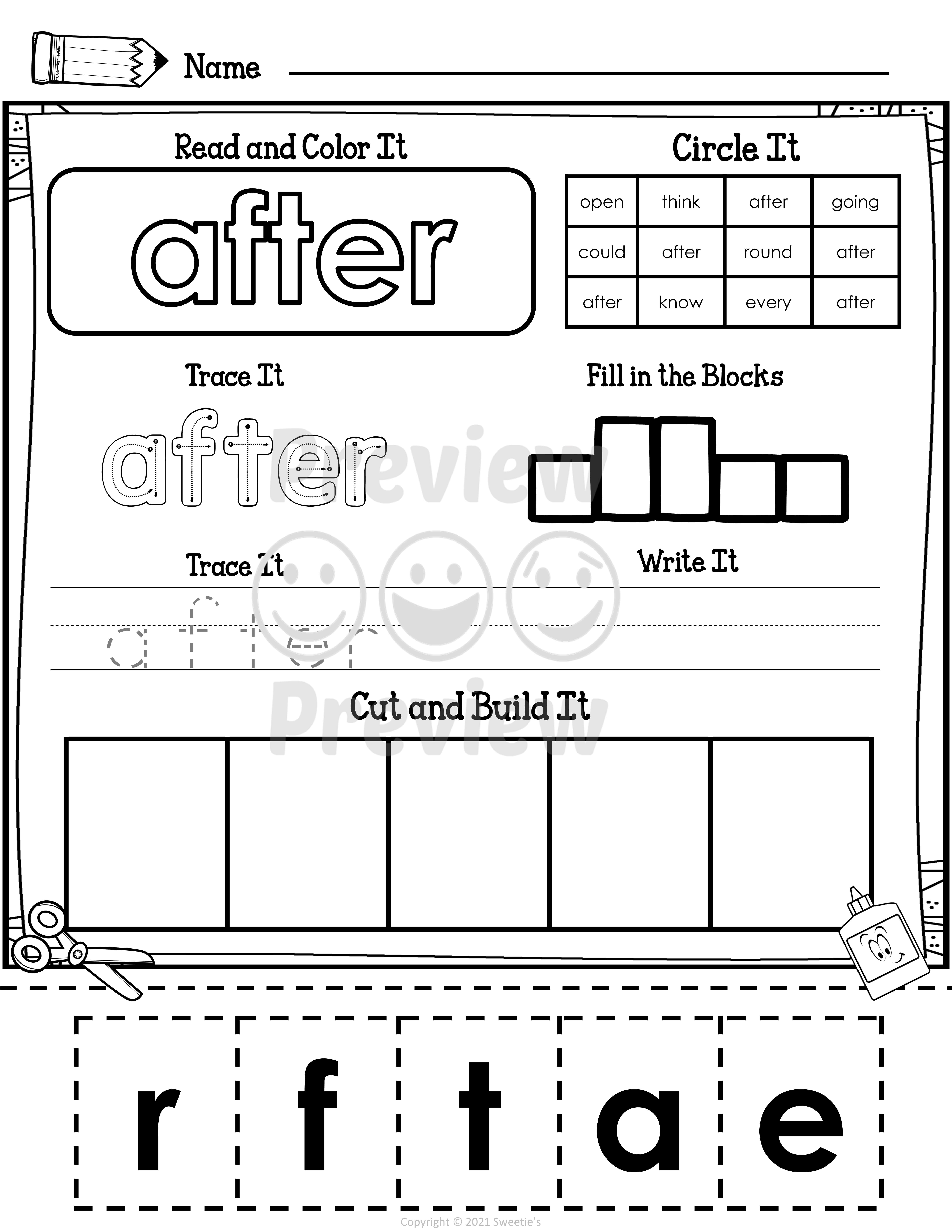 First Grade Sight Words Worksheets