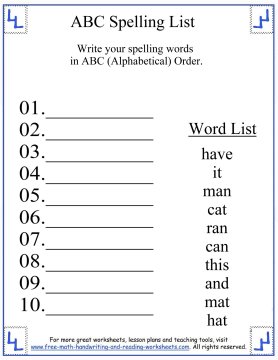First Grade Spelling Words: -an &  -at