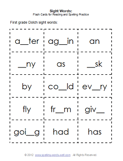 first grade spelling words worksheet