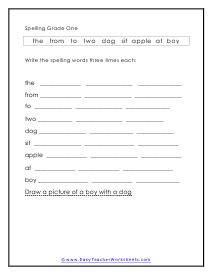 First Grade Spelling Worksheets