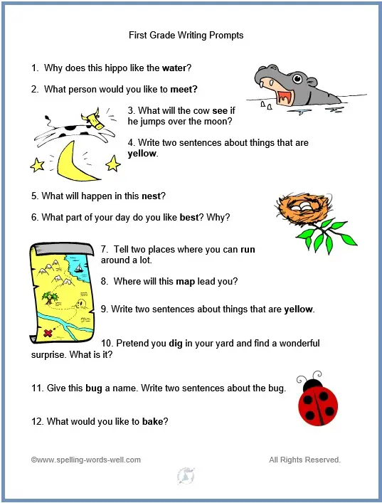 first grade telling sentences worksheet