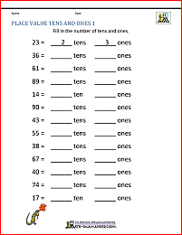 first grade tens and ones worksheet