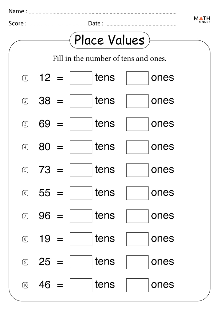 first grade tens and ones worksheet