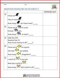 1st Grade Addition Word Problems