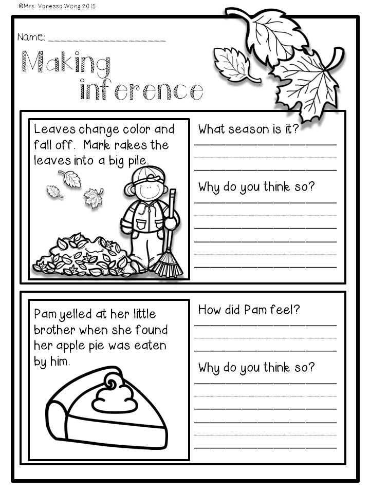 first grade worksheet on inferences