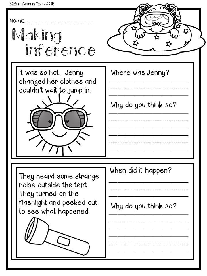 first grade worksheet on inferences