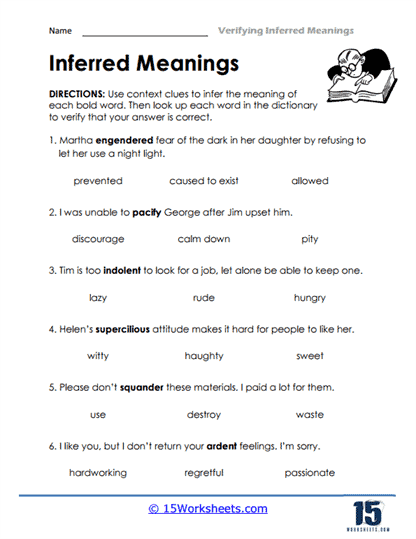Verifying Inferred Meanings Worksheets - 15 Worksheets Library