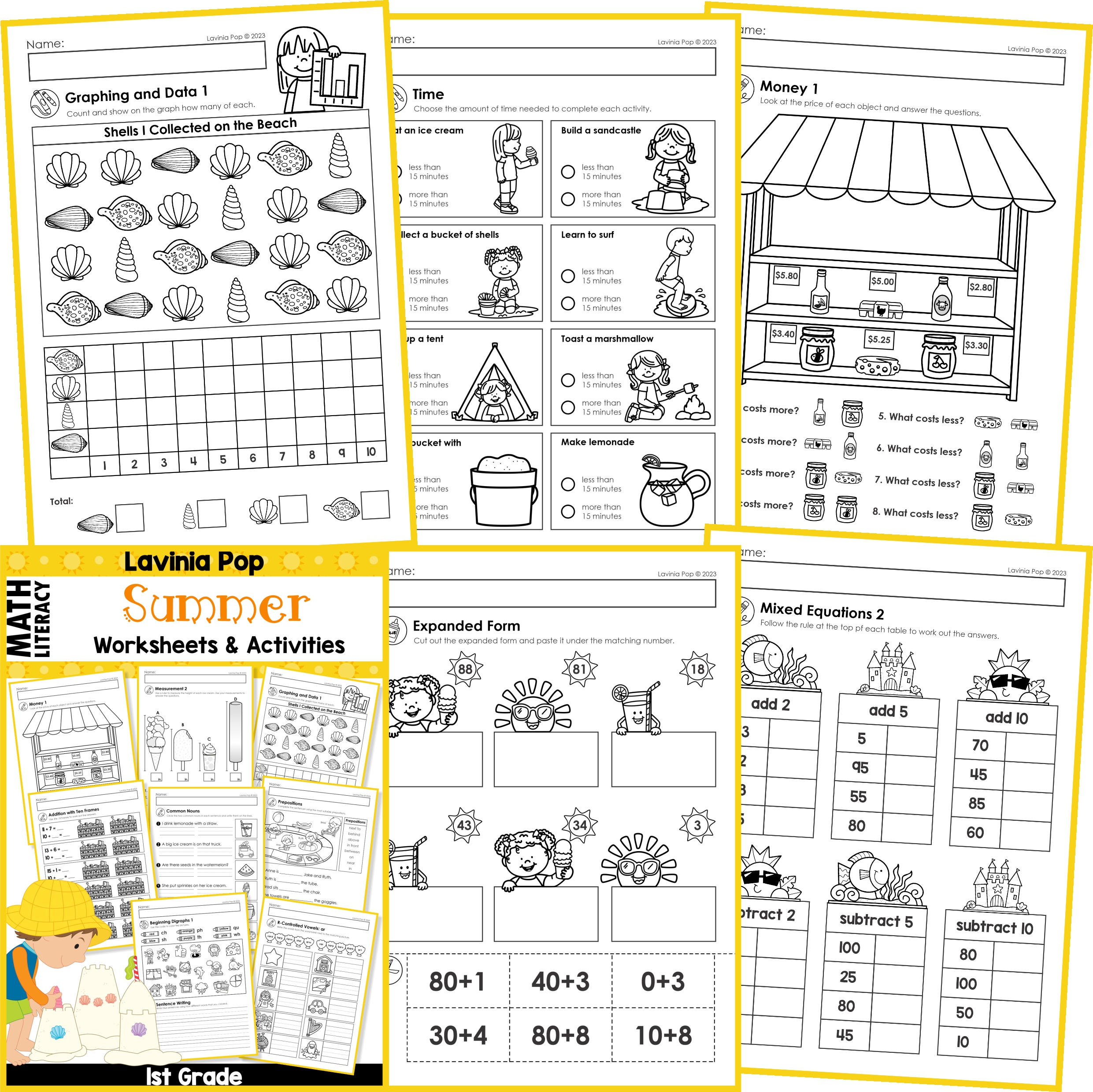 FREE Worksheets: Summer 1st Grade Worksheets and Activities No ...
