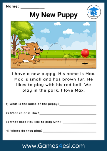 Free 1st Grade Reading Comprehension Worksheets | Games4esl
