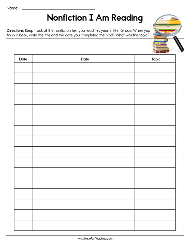 First Grade Nonfiction I Am Reading Worksheet  