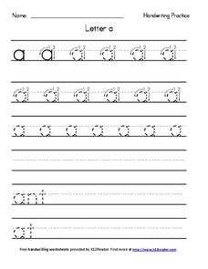 Handwriting Practice Worksheet for Kindergarten - 1st Grade ...